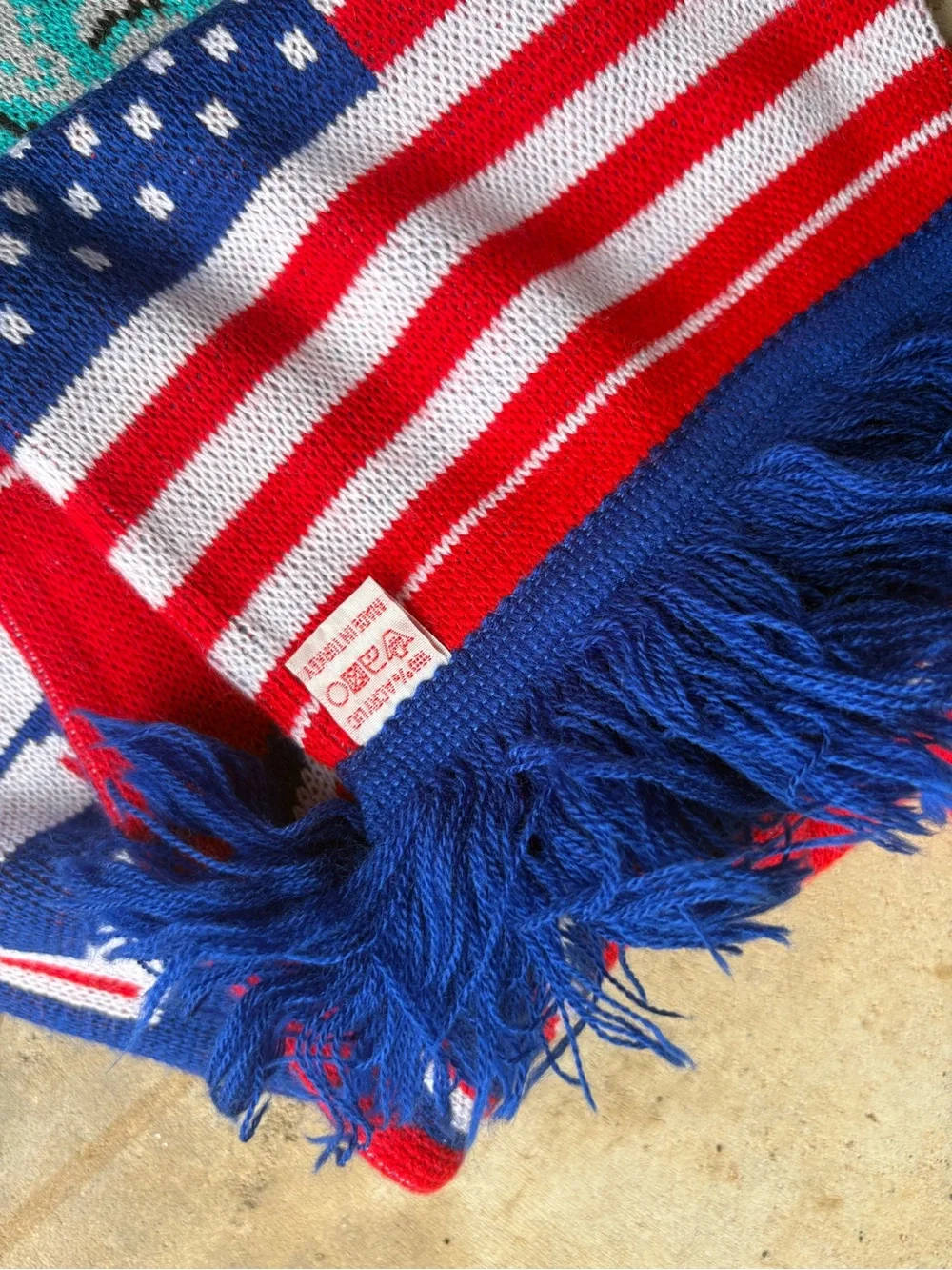 USA flag scarf with Liberty Statue 9/11 tribute